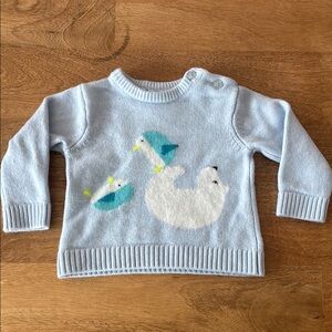 Jacadi Light Blue Sweater with Polar Bear and Bird Design